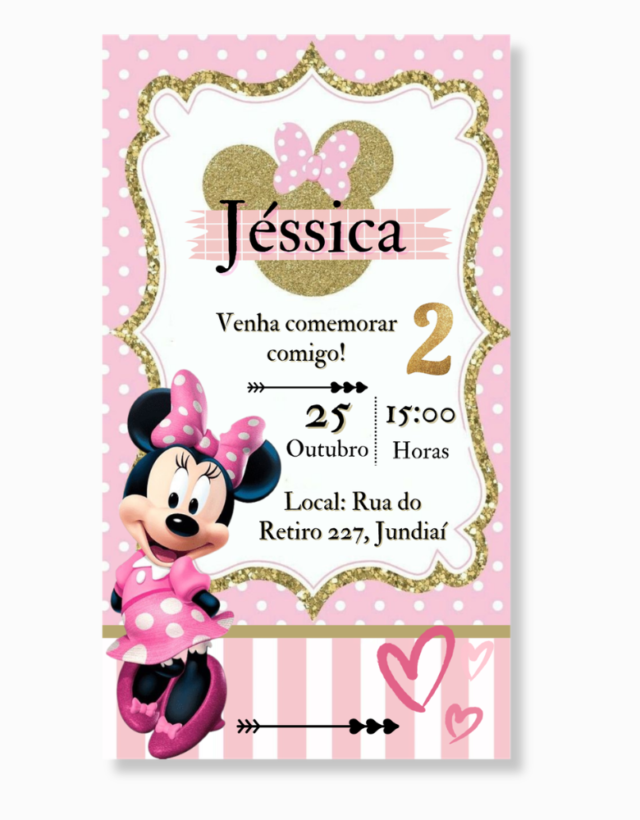 Convite Minnie Rosa